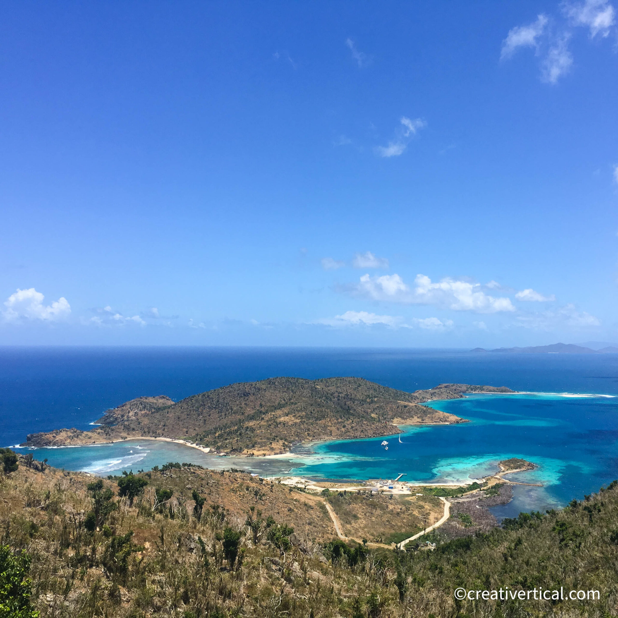 View from northeast tip of Jost Van Dyke, looking northeast over to Little Jost Van Dyke, BVI.