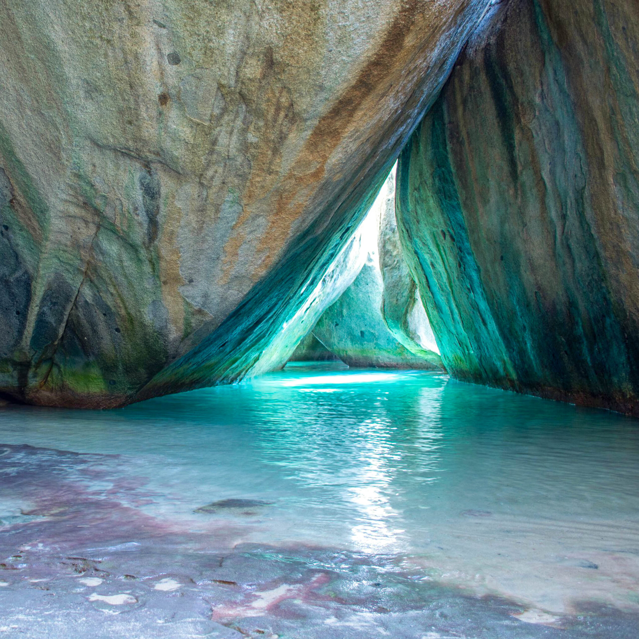 The infamous Baths in Virgin Gorda, BVI, are the top requested destination for any private BVI Powerboat Tour at Celtic Boats.